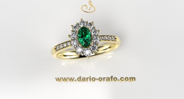 Anello Smeraldo 006 Ovale 5x3 classico contornato