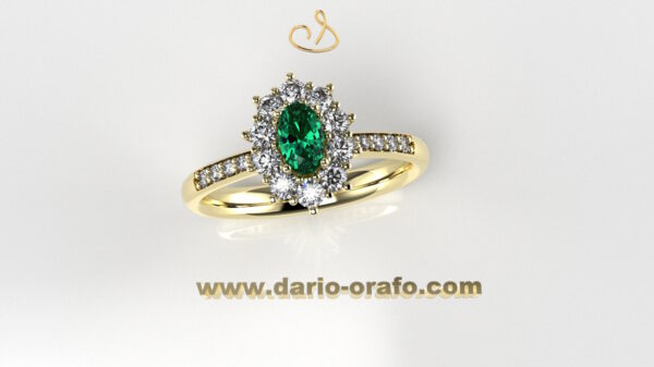 Anello Smeraldo 006 Ovale 5x3 classico contornato
