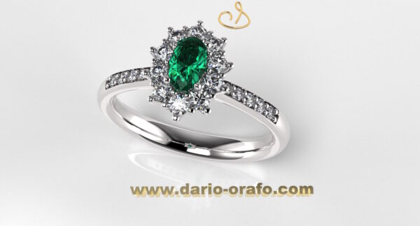 Anello Smeraldo 004 Ovale 5x3 classico contornato