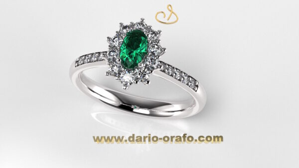 Anello Smeraldo 004 Ovale 5x3 classico contornato