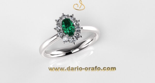 Anello Smeraldo 003 Ovale 5x3 classico contornato