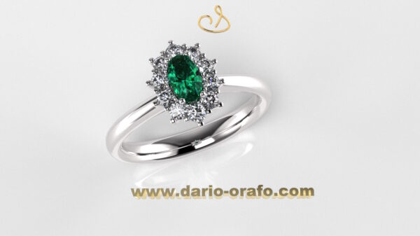Anello Smeraldo 003 Ovale 5x3 classico contornato