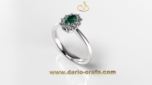 Anello Smeraldo 003 Ovale 5x3 classico contornato - immagine 2