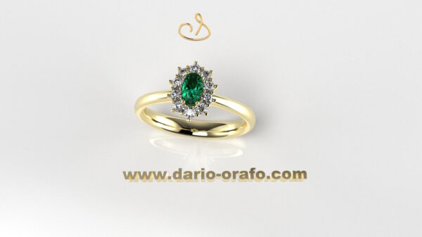 Anello Smeraldo 003 Ovale 5x3 classico contornato - immagine 3