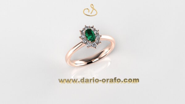 Anello Smeraldo 003 Ovale 5x3 classico contornato - immagine 4