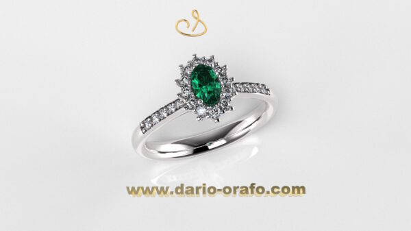 Anello Smeraldo 002 Ovale 5x3 classico contornato