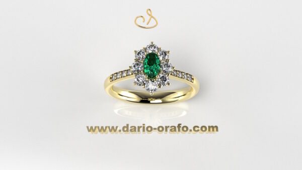 Anello Smeraldo 008 Ovale 5x3 classico contornato