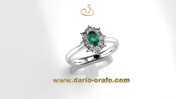 Anello Smeraldo 007 Ovale 5x3 classico contornato