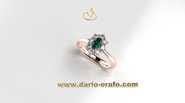 Anello Smeraldo 007 Ovale 5x3 classico contornato - immagine 3
