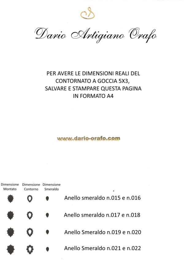 Anello Smeraldo 016 Goccia 5x3 classico contornato - immagine 5