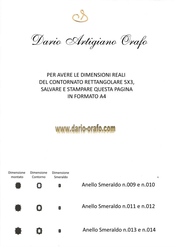 Anello Smeraldo 011 Rettangolare 5x3 classico contornato - immagine 5
