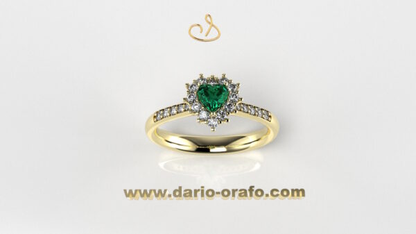 Anello Smeraldo 024 Cuore 4x4 classico contornato - immagine 2