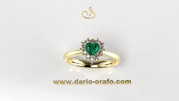 Anello Smeraldo 023 Cuore 4x4 classico contornato - immagine 2