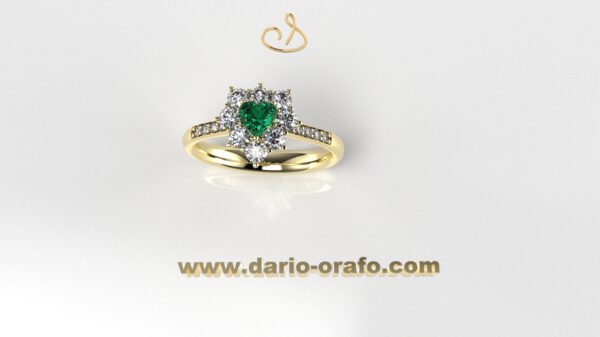 Anello Smeraldo 028 Cuore 4x4 classico contornato - immagine 2