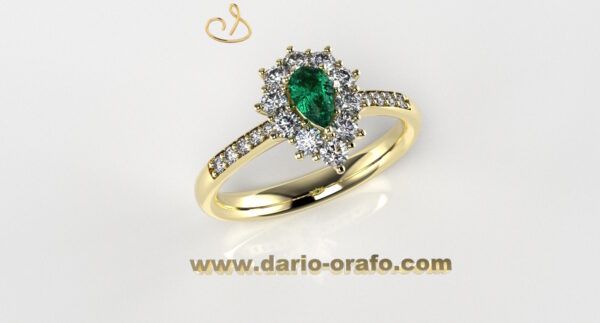 Anello Smeraldo 020 Goccia 5x3 classico contornato