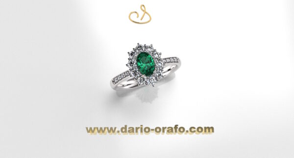 Anello Smeraldo 036 OVALE 6X4 classico contornato