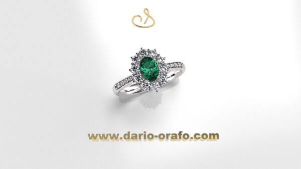 Anello Smeraldo 036 OVALE 6X4 classico contornato