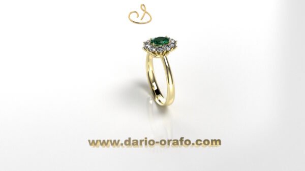 Anello Smeraldo 035 OVALE 6X4 classico contornato - immagine 2