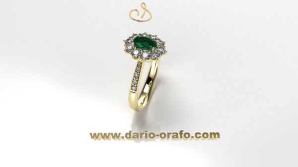 Anello Smeraldo 036 OVALE 6X4 classico contornato - immagine 2