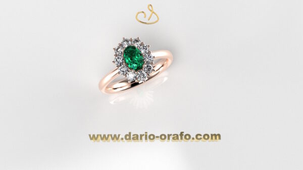 Anello Smeraldo 035 OVALE 6X4 classico contornato - immagine 4