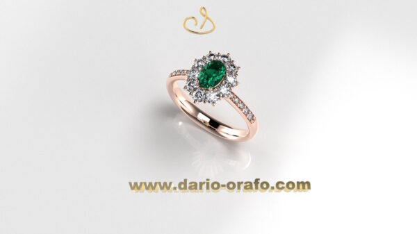Anello Smeraldo 036 OVALE 6X4 classico contornato - immagine 3