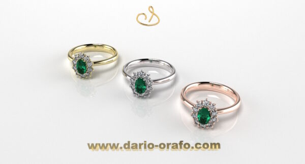 Anello Smeraldo 033 OVALE 6X4 classico contornato