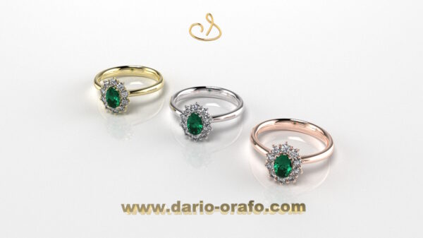 Anello Smeraldo 033 OVALE 6X4 classico contornato