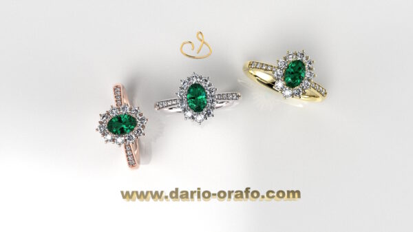 Anello Smeraldo 034 OVALE 6X4 classico contornato - immagine 4