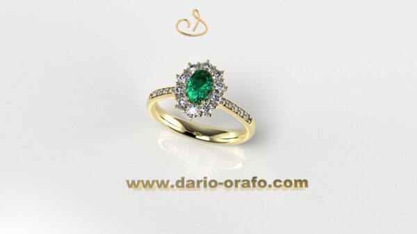 Anello Smeraldo 034 OVALE 6X4 classico contornato - immagine 2