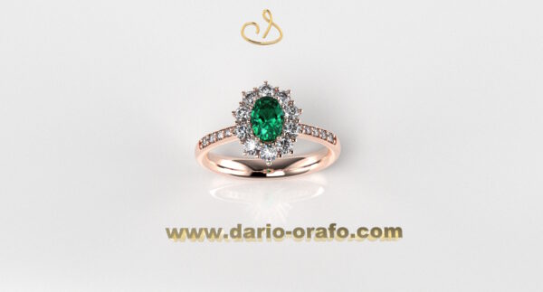 Anello Smeraldo 034 OVALE 6X4 classico contornato