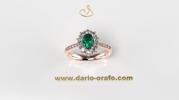 Anello Smeraldo 034 OVALE 6X4 classico contornato