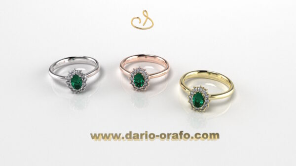 Anello Smeraldo 031 OVALE 6X4 classico contornato