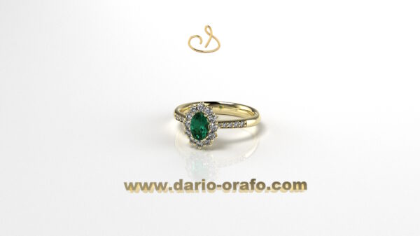 Anello Smeraldo 032 OVALE 6X4 classico contornato