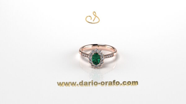 Anello Smeraldo 032 OVALE 6X4 classico contornato - immagine 3