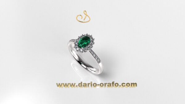 Anello Smeraldo 030 OVALE 6X4 classico contornato