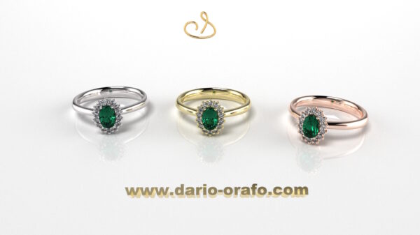Anello Smeraldo 029 OVALE 6X4 classico contornato - immagine 3