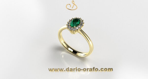 Anello Smeraldo 029 OVALE 6X4 classico contornato