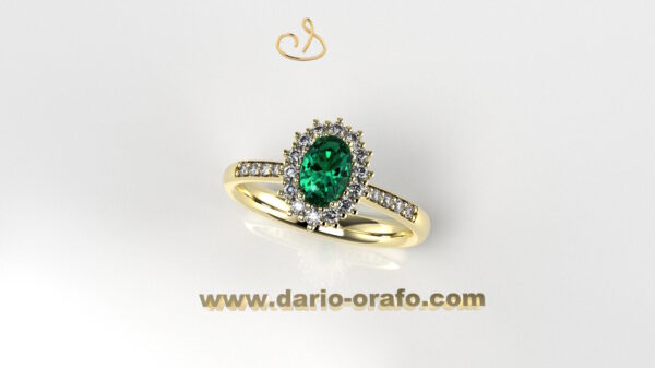 Anello Smeraldo 030 OVALE 6X4 classico contornato - immagine 2