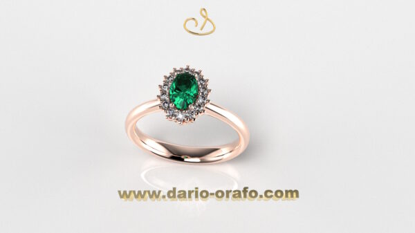 Anello Smeraldo 029 OVALE 6X4 classico contornato - immagine 2