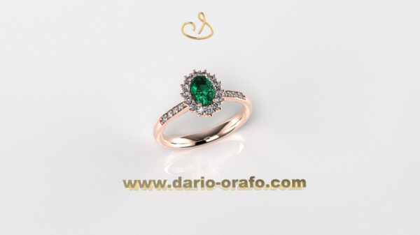 Anello Smeraldo 030 OVALE 6X4 classico contornato - immagine 3