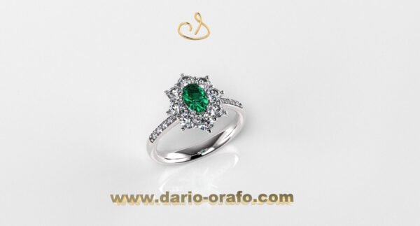 Anello Smeraldo 038 OVALE 6X4 classico contornato