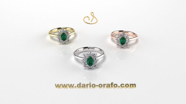 Anello Smeraldo 037 OVALE 6X4 classico contornato - immagine 3