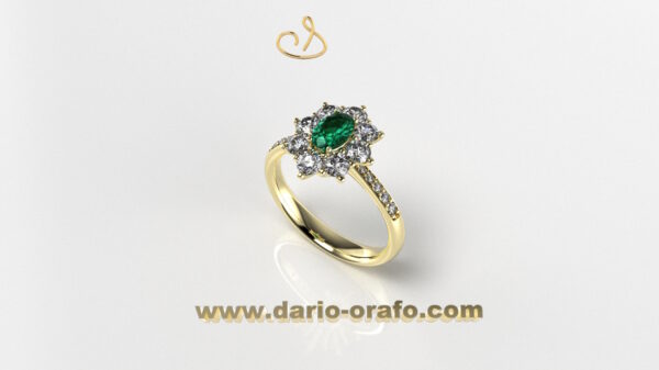 Anello Smeraldo 038 OVALE 6X4 classico contornato - immagine 2