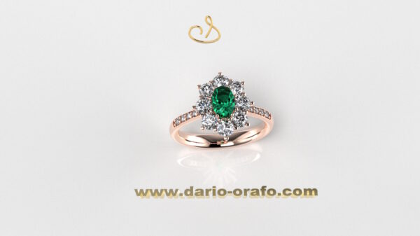 Anello Smeraldo 038 OVALE 6X4 classico contornato - immagine 3