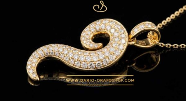 Ciondolo Portafortuna 005 cornetto con diamanti