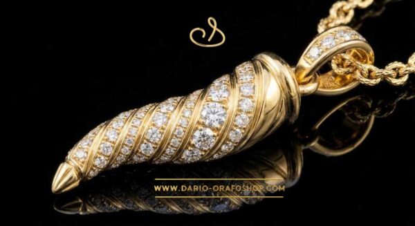 Ciondolo Portafortuna 006 cornetto con diamanti