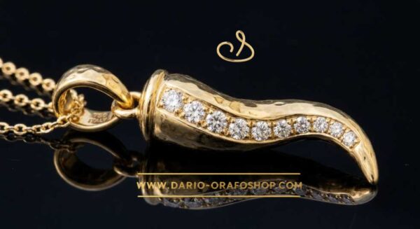 Ciondolo Portafortuna 022 cornetto con diamanti