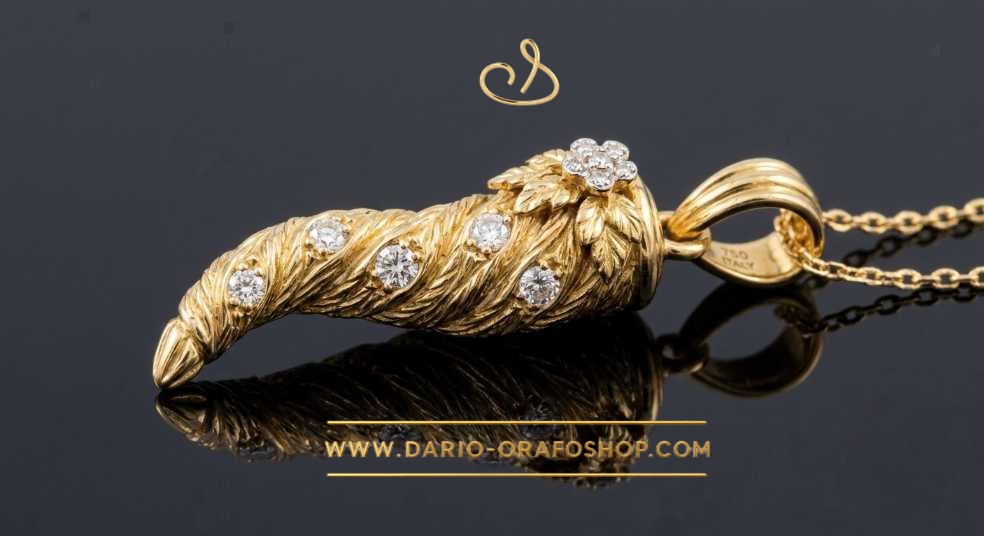 Ciondolo Portafortuna 030 cornetto con diamanti