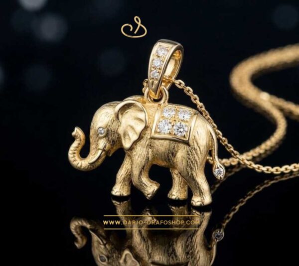 Ciondolo Portafortuna 113 elefante - elefantino con diamanti