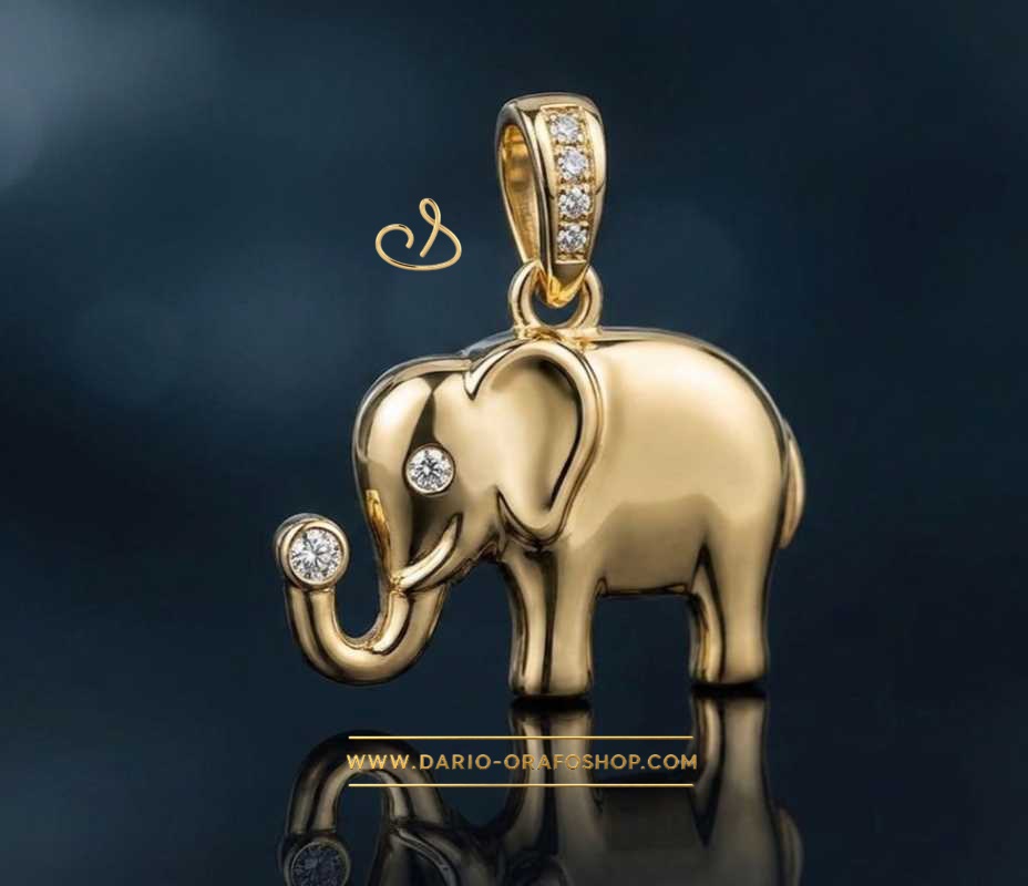 Ciondolo Portafortuna 114 elefante - elefantino con diamanti